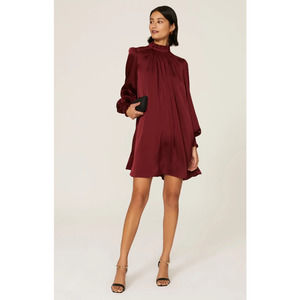 Adam Lippes Turtleneck Long Sleeve Satin Dress